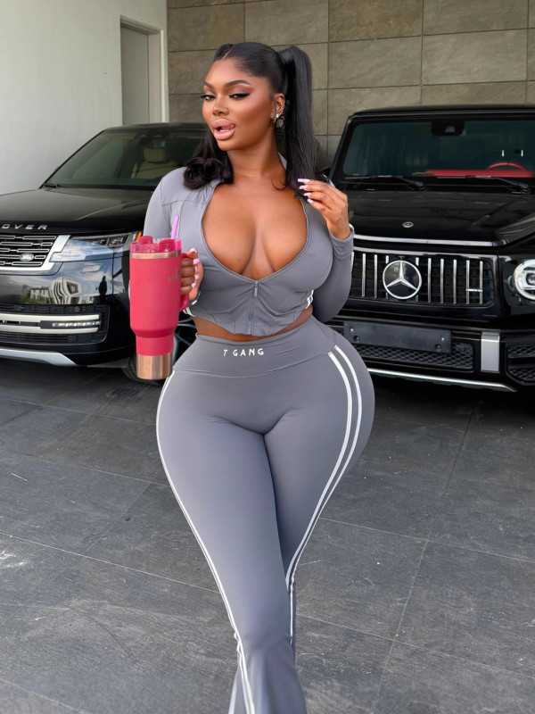 Print Sports Long Sleeve Two Piece Pants Set GFCF-1392