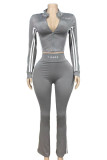 Print Sports Long Sleeve Two Piece Pants Set GFCF-1392
