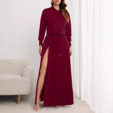 Plus Size Solid Color Hooded Two Piece Skirts Set ZDF-31306
