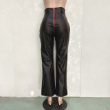 Solid Color Loose Wide Leg Leather Pants BN-313