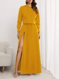 Plus Size Solid Color Hooded Two Piece Skirts Set ZDF-31306