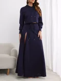 Plus Size Solid Color Hooded Two Piece Skirts Set ZDF-31306
