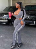 Print Sports Long Sleeve Two Piece Pants Set GFCF-1392