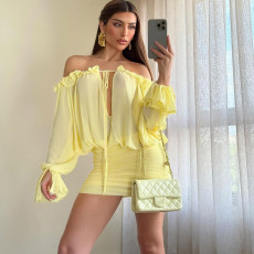 One Shoulder Long Sleeve Mini Dress GYME-K25D78722