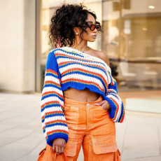 Stripe Color Block Patchwork Sweater GSLF-W25L79126