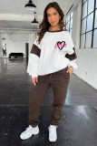 Color Block Long Sleeve Sweatshirts Two Piece Pants Set SSNF-211404