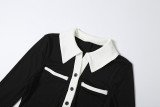 Contrast Color Lapel Long Sleeve Romper GYME-K25Q76877