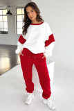 Color Block Long Sleeve Sweatshirts Two Piece Pants Set SSNF-211404
