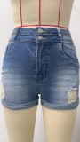 Washed High Waist Denim Shorts GSMF-DT9112