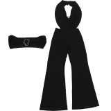 Sexy Wrap Chest Halterneck Pants Suit GZJQ-K25S81038