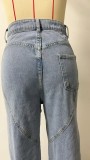 Chain Holes Washed Straight Jeans GSMF-ZC2025-2