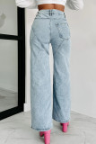Chain Holes Washed Straight Jeans GSMF-ZC2025-2
