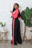 Patchwork Contrast Color Coat Pants Sport Suit QYMF-3087