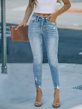 Fashion Holes Slim Pencil Jeans GSMF-ZT3112#