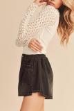 Fashion Holes Washed Denim Shorts GSMF-14457#