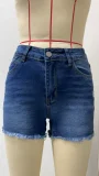 Solid Color Washed Denim Shorts GSMF-GS8002#