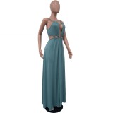 Sleeveless Hollow Out Sling Maxi Dress OLYF-6121