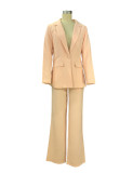 Plus Size Solid Color Blazer Two Piece Pants Set YZCF-ZL1396