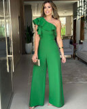 Solid Color Single Shoulder Jumpsuit GYLY-10348