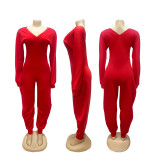 Solid Color V Neck Flare Jumpsuit SFY-780