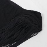 Single Shoulder Tassel Maxi Dress GTYZ-7536