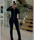 Solid Color Hooded Sport Two Piece Pants Set NYF-8198