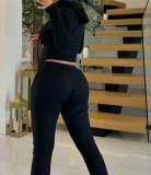 Solid Color Hooded Sport Two Piece Pants Set NYF-8198