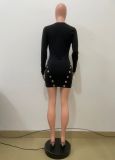 Hollow Out Long Sleeve Mini Dress QODY-6069