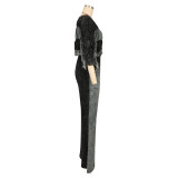Color Block Pleated Two Piece Pants Set AIL-334