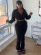 Fleece Hooded Sweatshirt Wide-Leg Pants Suit CH-25057