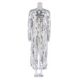 Plus Size Sequin-Embroidered See Through Cardigan Coats GMMD-8088