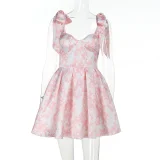 Print Tie Up Mini Dress SUM-ZX24179PFO