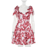Print Tie Up Mini Dress SUM-ZX24179PFO