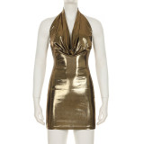 Sleeveless Halterneck Backless Mini Dress GPKJ-MR26552