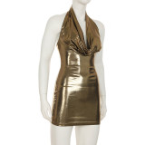 Sleeveless Halterneck Backless Mini Dress GPKJ-MR26552