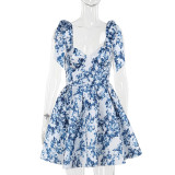 Print Tie Up Mini Dress SUM-ZX24179PFO
