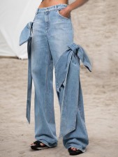 Fashion Patchwork Bow Wide Leg Jeans GSYI-S88081