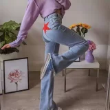 Fashion Contrast Color Micro Flare Jeans GSYI-6002
