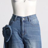 Fashion Patchwork Bow Wide Leg Jeans GSYI-S88081