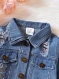 Kids Girls Long Sleeve Lapel Denim Coats YKTZ-216
