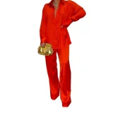 Solid Color Long Sleeve Shirt Pants Suit FYWF-YW0613