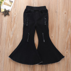 Kids Girl Fashion Holes Flare Jean YKTZ-2306