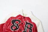 Contrast Color Print PU Leather Coat XEF-K25C80613