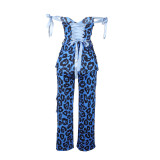 Plus Size Print Tie Up Drawstring Two Piece Pants Suit NY-3296