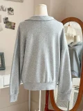 Long Sleeve Lapel Zipper Sweatshirts YWXS-K25L1068