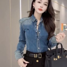 Retro Lapel Denim Shirt GMWF-00269
