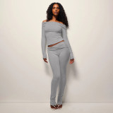 One Shoulder Long Sleeve Two Piece Pants Set MXBF-J25ST264