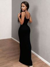 Solid Color Sling Maxi Dress YWXS-K25L1231