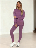 Long Sleeve Solid Color Two Piece Pants Set WSYF-5970