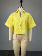 Solid Color Short Sleeve Short Shirt GCNE-73077